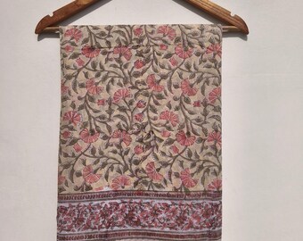 Block Print Sarong: HandBlock Cotton Beach Pareo For Women's, Floral Printed Scarf, Swim Wear
