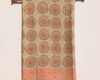 Vintage Style Block Print Sarong | Resort Wear Beach Wrap Pareo