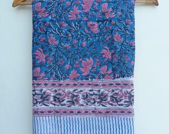 Pink Floral Print Sarong,Indian Block Print Sarong,Sarong Pareo for Women,Beach Wrap,Cotton Voile,Bikini Cover Up,Gift for Her,Scarf