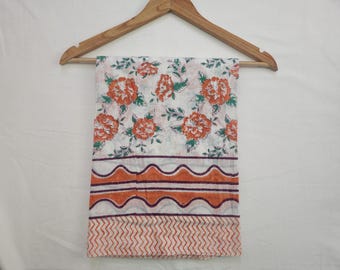 Beautiful Hand Block Print Sarong, Decorative Women Wear Duppta, Sanganeri Beach Pareo,Indian Cotton Scarf,Flower Print Scarves