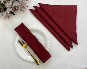 100 Pack Burgundy Napkins, Cotton Napkins, Kitchen Napkins  Washable Napkins Wedding Cotton Party Napkins Stonewashed Wedding Napkins