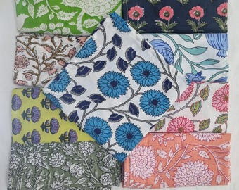 Hand Block Printed Cloth Napkins: Assorted Bohemian Cotton Dinner Napkins