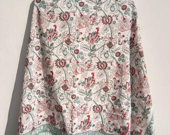 Hand Block Printed Sarong, Cotton Beach Wrap, Boho Pareo, Lightweight Scarf, Resort Wear
