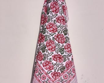 Boho Beach Sarong Summer Pareo Wrap Indian Hand Block Printed Sarong Cotton Cloth Beach Coverup Pareo Swimwear Cover up Floral Scarf
