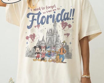 Camiseta retro de Mickey y sus amigos de Comfort Colors en Florida, camiseta vintage de vacaciones familiares en Magic Kingdom, regalo para viaje de chicas a Disney World 2026