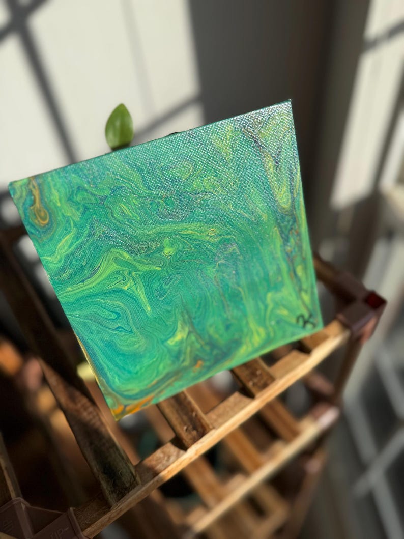 Green Abstract Fluid Art Painting - Etsy