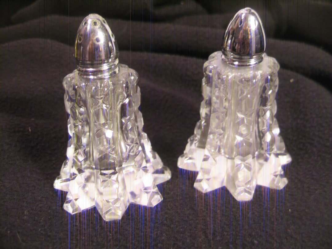 Antique Crystal Salt Pepper Shakers Pair American Brilliant Etsy