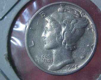 1945-D Mercury Dime: Vintage 90% Silver Coin