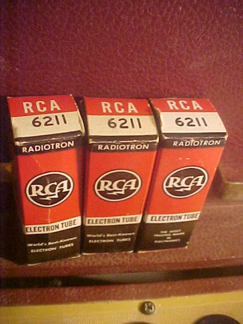 6211 12AU7 tubes lot of 3 Vintage 60s New Old Stock for preamps amps tuners int-amps RCA one for HP by RCA in original nos boxes