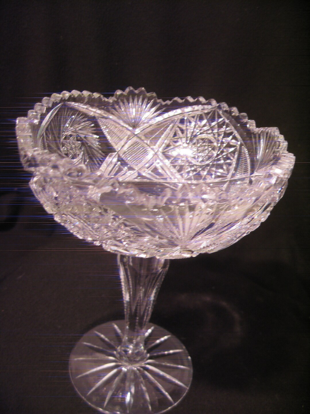 Vintage Crystal Compote: American Brilliant Style, Deep Cut Glass - Etsy