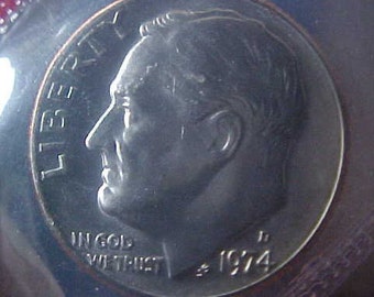 1974 D Roosevelt Dime Sealed and Uncirculated UNC vintage 70s Sale