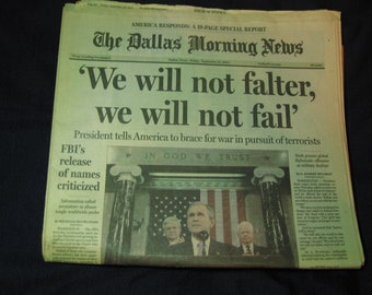 Dallas Morning News Sept 21,2001 9/11 War Vintage 2001