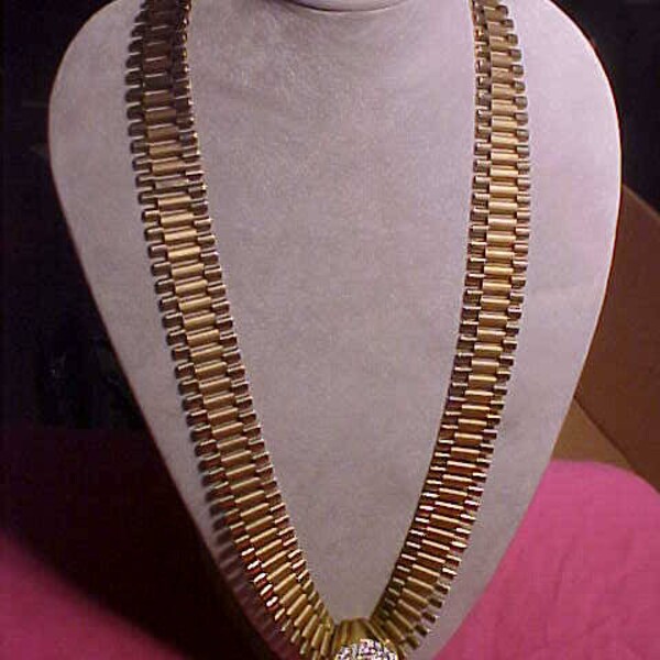 10k Gold 417 and Diamonds Oval Slider Pave Diamonds Necklace gift 78.80 DWT 122.7 grams 28.5" x 1"  about 4 oz vintage 90s 417