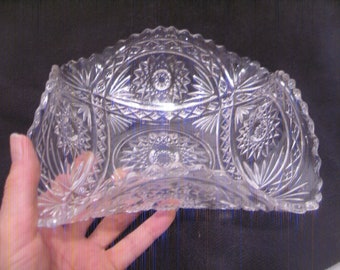 Vintage ABP Crystal Candy Dish: American Brilliant Style, Deep Cut, 10x3.5"