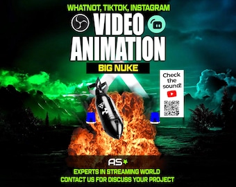 Big Nuke Animated Stream Overlay | TikTok Whatnot OBS Alert (WEBM MP4 Digital Download)