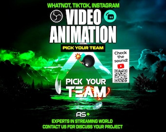 Pick your Team Animated Stream Overlay | TikTok, Whatnot, OBS (Digital Download)