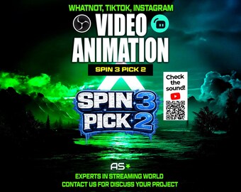 Spin 3 Pick 2 Animated Stream Overlay | TikTok, Whatnot, OBS (Digital Download)