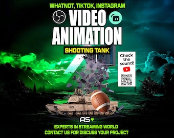Animated Stream Overlay | Shooting Tank Video Effect (WEBM, MP4 Digital Download)