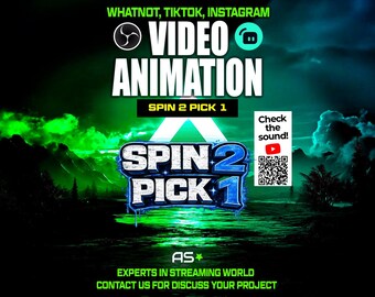 Spin 2 Pick 1 Animated Stream Overlay | TikTok, Whatnot, OBS (Digital Download)
