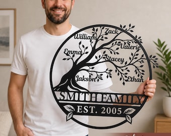 Personalized Family Tree Metal Wall Art, Custom Tree of Life Decor