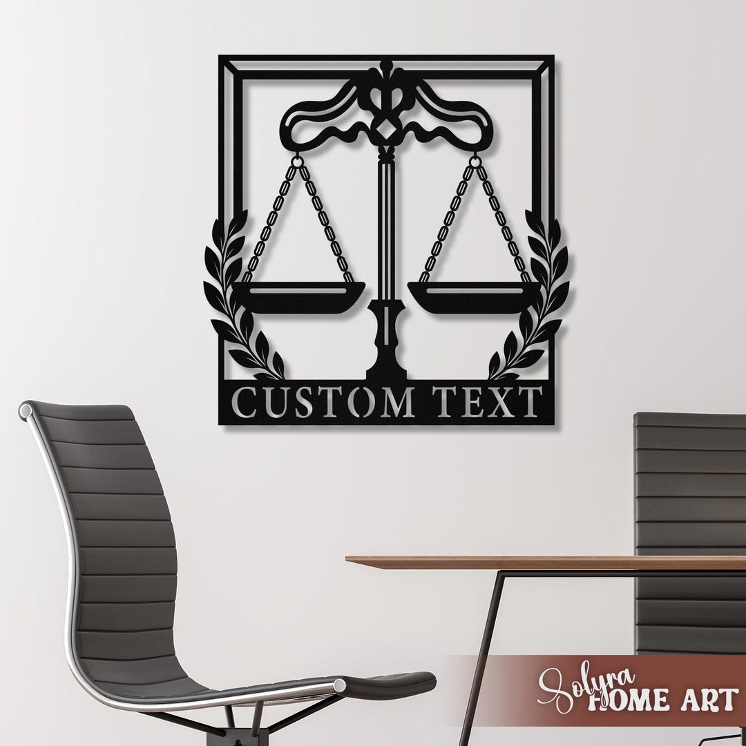 Custom Scales of Justice Metal Wall Decor, Personalized Law Office Sign ...
