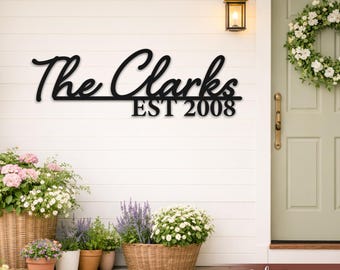 Personalized Family Name Metal Sign, Custom Last Name Wall Decor, Front Door Porch Decoration
