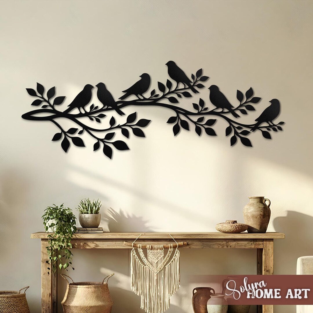 Birds on Branch Metal Wall Art, Nature Leaves and Birds Decor - Etsy
