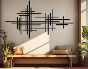 Large Geometric Metal Wall Art, Abstract Indoor Outdoor Decor, Contemporary Living Room Wall Accent