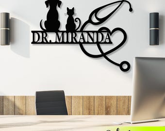 Custom Veterinarian Metal Wall Art, Personalized Vet Clinic Wall Sign