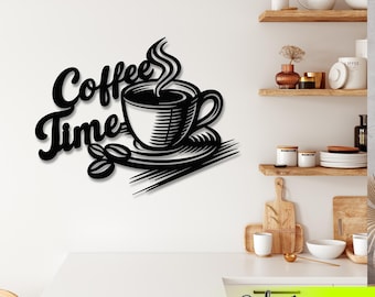 Coffee Time Metal Wall Art: Modern Kitchen Decor