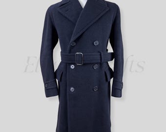 US Navy Military Issue Blue All Weather 42R Trench Coat Mens W