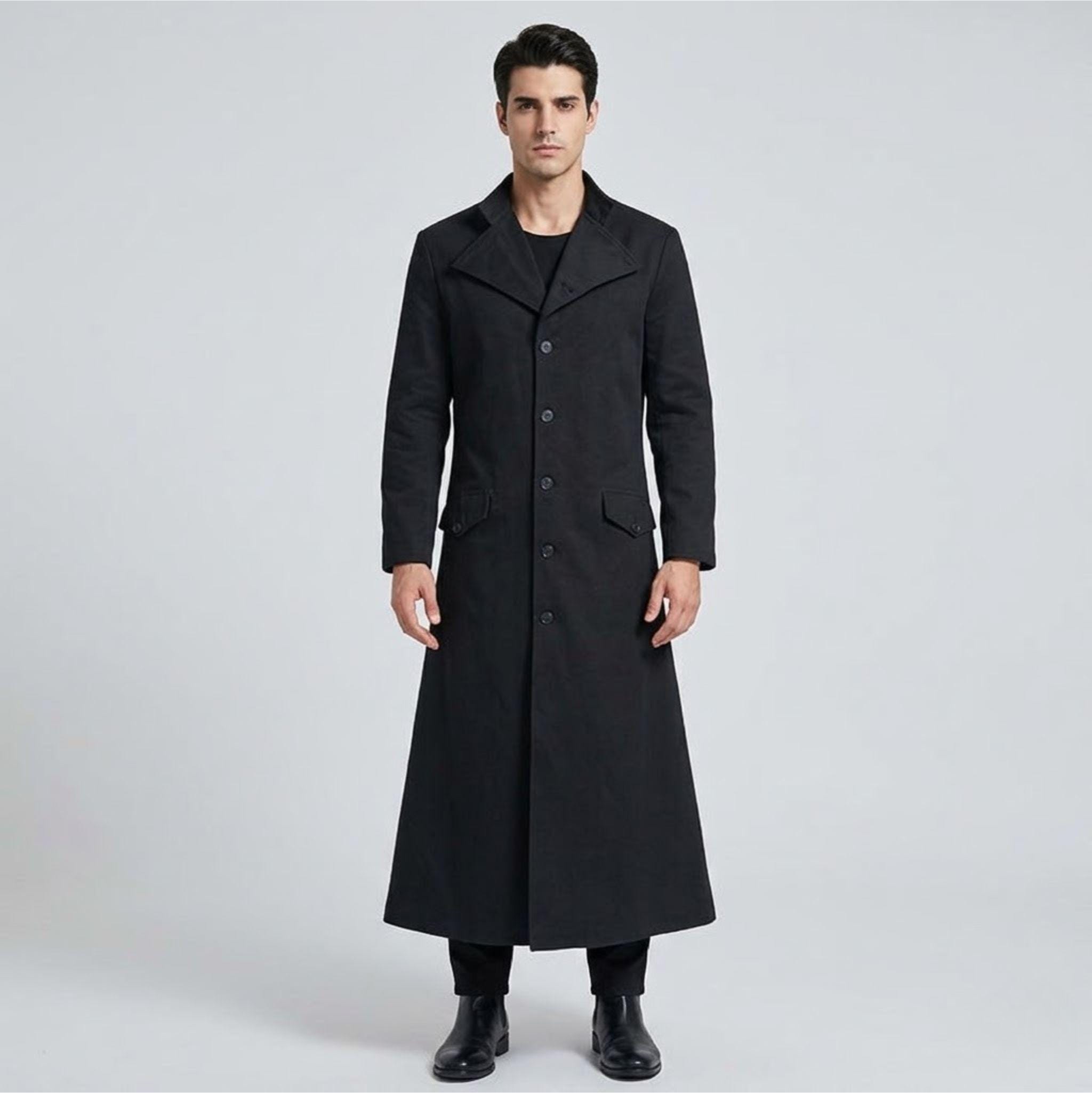 Black Camazotz Army Coat – Men's Gothic Long Trench Coat, Military