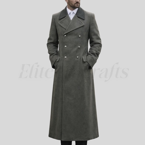 Historical German Military Style Wool Greatcoat - Field Grey