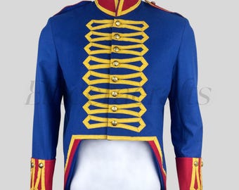 Handcrafted 18th Century Military Officer Tailcoat | Blue Wool Reenactment Uniform Jacket | Colonial Georgian Regency Costume