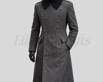 Vintage 60s Military Trench Coat Mens Gray Gabardine Rain Coat