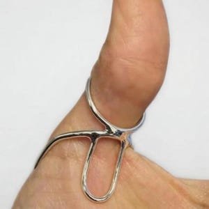 Adjustable Sterling Silver Thumb Splint Ring, Arthritis Joint Support Trigger Thumb Brace Hyperextension Stabilizer EDS Joint Support