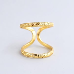 Anillo de oro grabado para artritis, férula bohemia hecha a mano, soporte para hipermovilidad