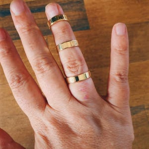 Anillo de soporte completo para el dedo, anillo minimalista de triple banda, anillo llamativo ancho de varios niveles, joyería ajustable para envolver el dedo