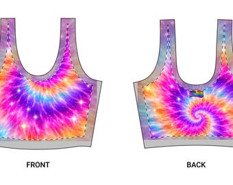 Tie-Dye Spiral Sports Bra | Rainbow Swirl All-Over Print