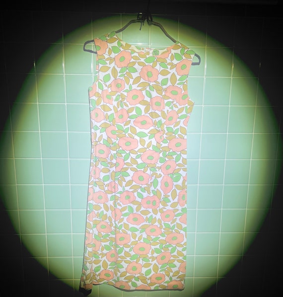 1960’s Pink & Green Rose Boatneck Dress