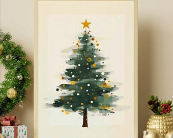 Árbol de Navidad minimalista – Lámina decorativa moderna para pared