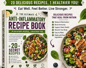 20 Anti-Inflammatory Recipes eBook, Healthy Meal Plan (Digital Cookbook)