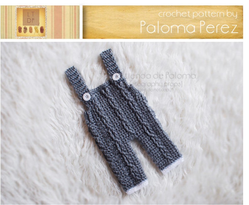 INSTANT DOWNLOAD Crochet Little Mister Cable Overalls Baby Overalls Pattern image 2