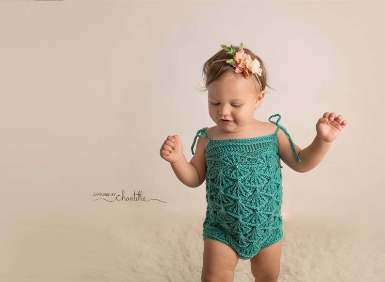 INSTANT DOWNLOAD Crochet Pattern Mermaid Maddie Romper image 1