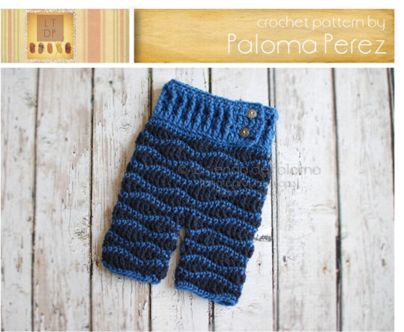 TÉLÉCHARGEMENT INSTANTANÉ Modèle de pantalon bébé au crochet Pantalon vagues au crochet Pantalon au crochet Modèle au crochet image 1