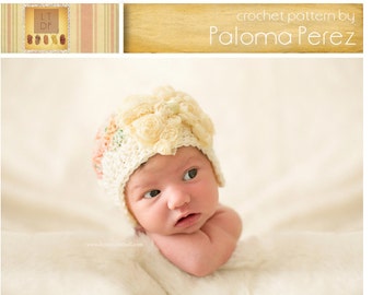 INSTANT DOWNLOAD - Crochet Baby Hat  Pattern - Flapper/bow shely hat crochet pattern - Baby hat crochet pattern