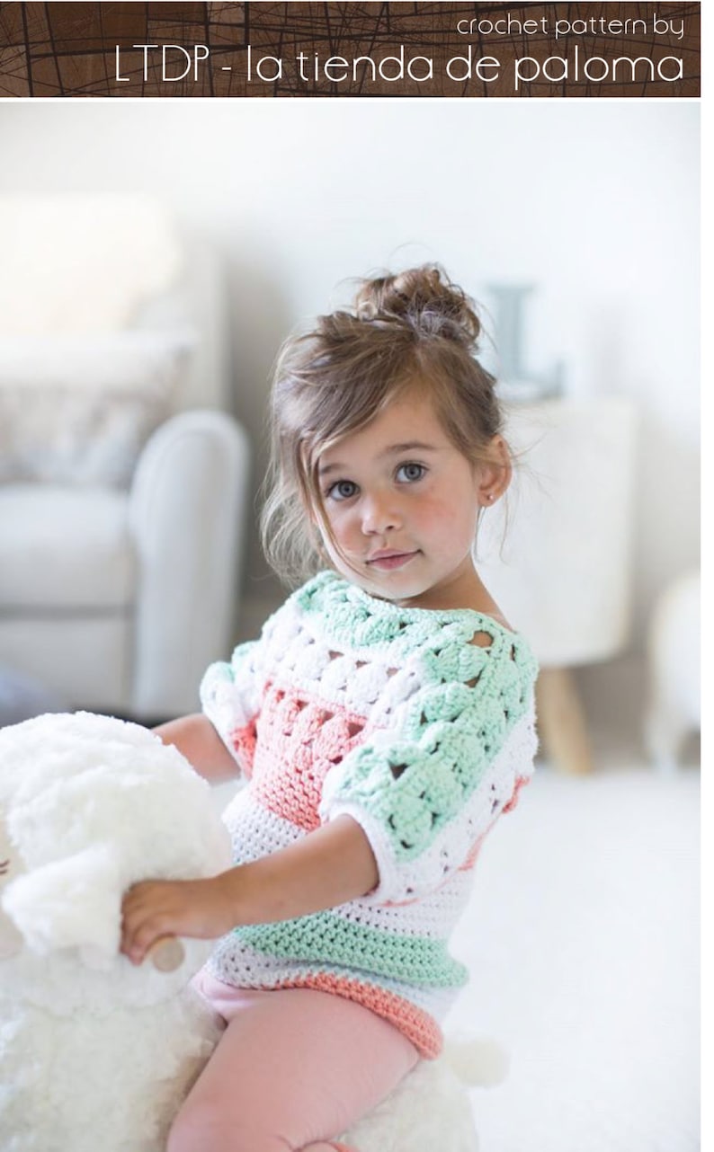 Crochet Tunic Pattern Baby to Child Amelia Crochet Tunic Pattern Sweater Pattern image 1