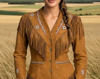 Vintage 70s Scully Leather Fringe Jacket: Embroidered Western Coat