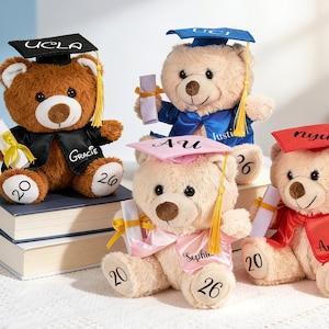 Ositos de peluche personalizados para graduación, promoción de 2026, oso graduado con nombre y año, regalo ideal para preescolar, secundaria y universidad.