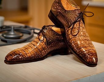 Handmade Men's  Leather Shoes Stylish Formal Dress Shoe Lace-Up